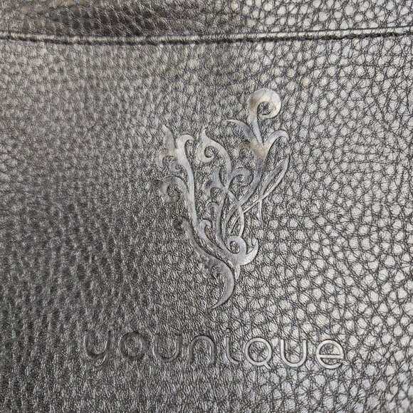 Younique Purse Organizer Makeup Bag Tote Craft Black Silver Zipper Purple Liner - Picture 2 of 11